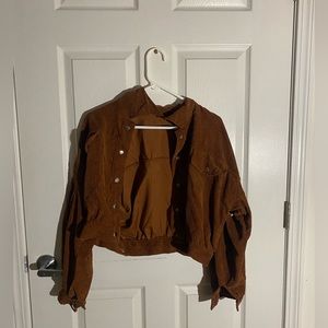 Dark Brown Corduroy Cropped Jacket